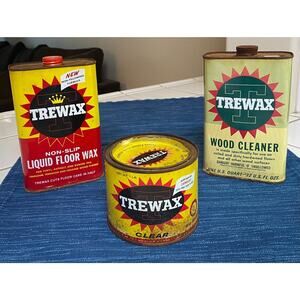 Lot of 3 Trewax Paste Floor Wax Cans Partially Used / Empty TV Prop Decor 977A